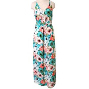 H&M FLORAL HIBISCUS MAXI DRESS SIZE 12